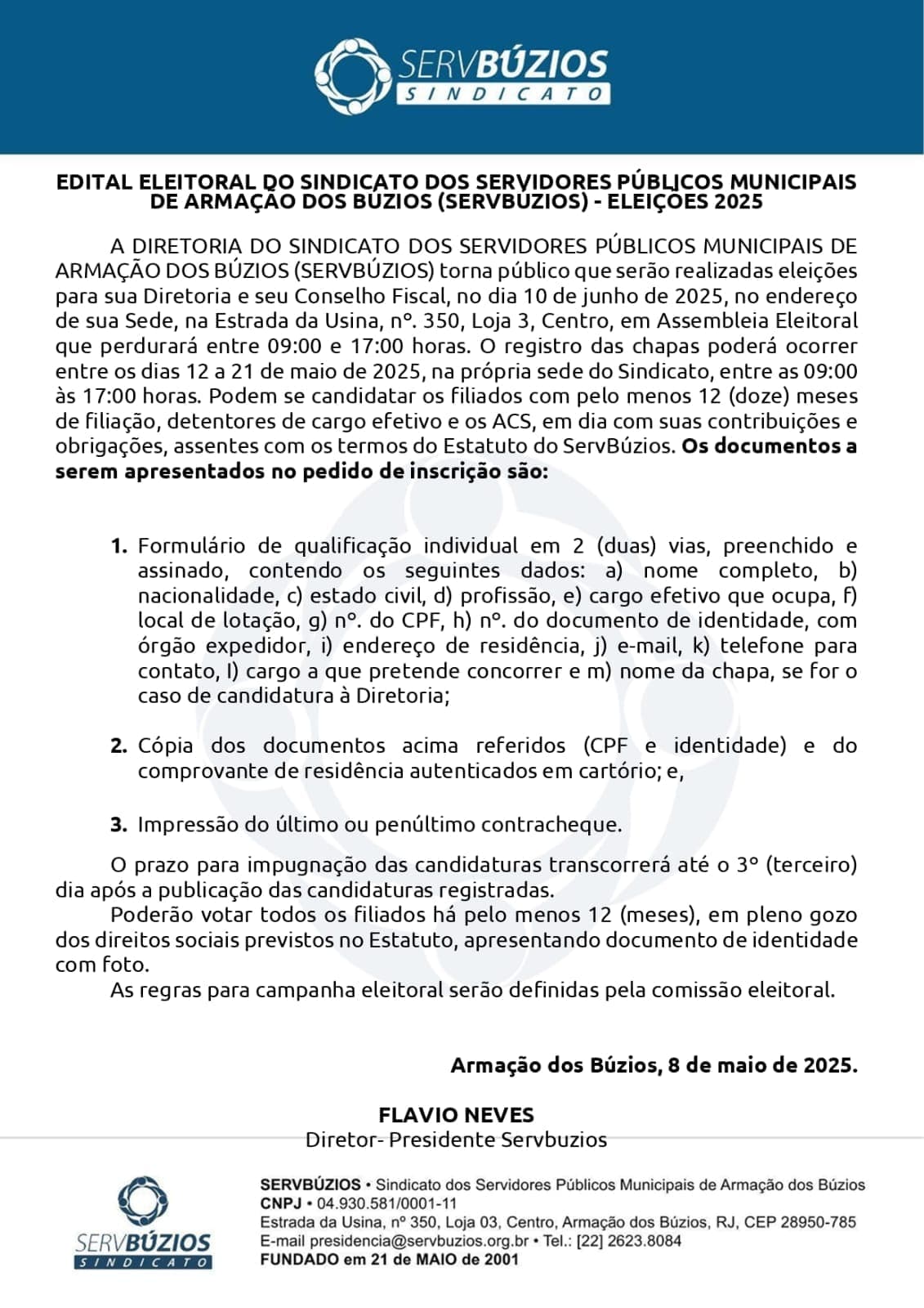 Eleição do Sindicato de 2025